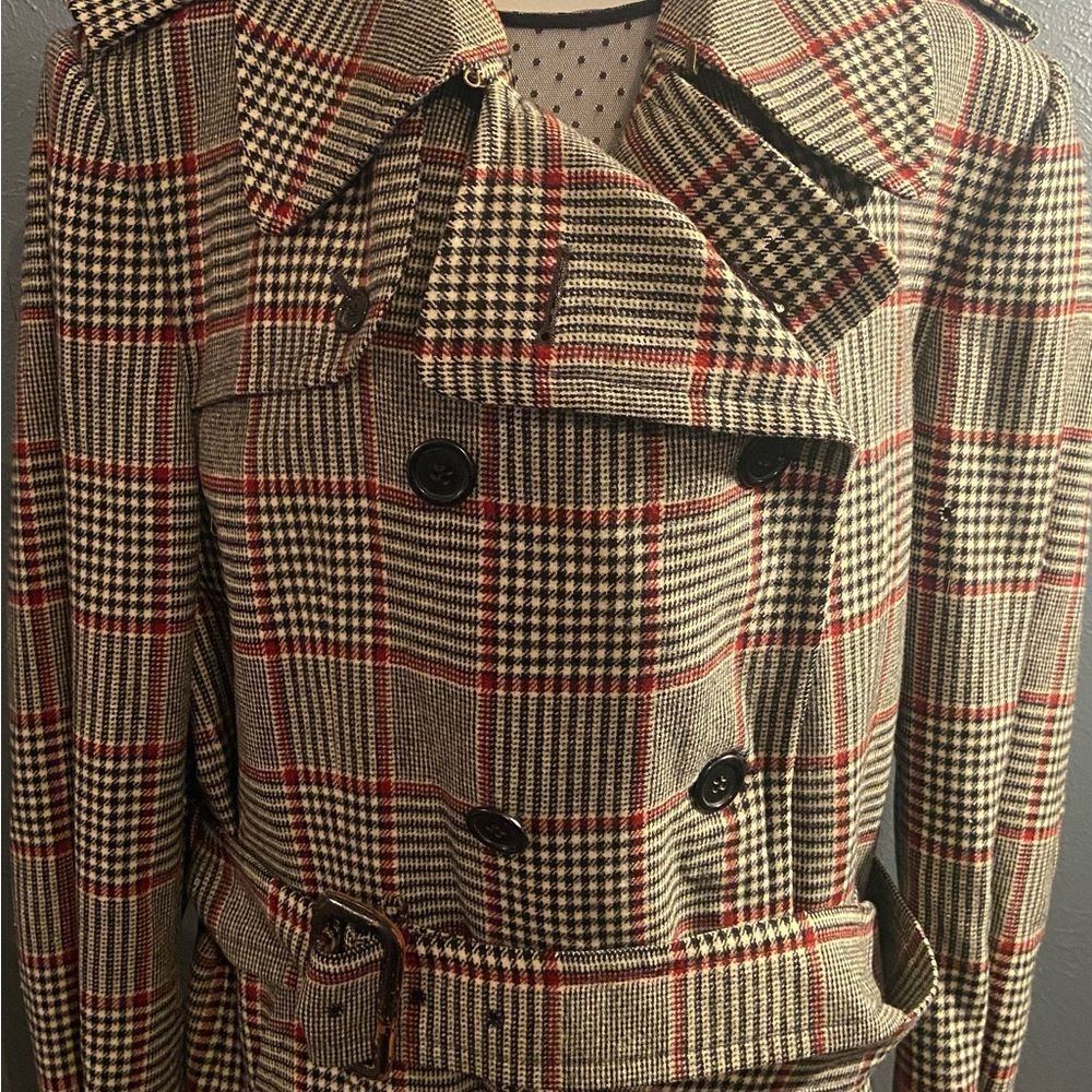 Aquascrutum Vintage Plaid Trench Coat with Belt - Picture 2 of 16